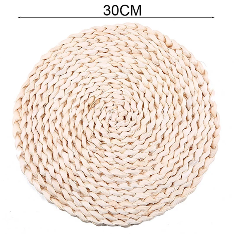 Corn Fur Woven Dining Table Mat Heat Insulation Pot Holder Round Coasters Coffee Drink Tea Cup Table Placemats Mug Coaster A