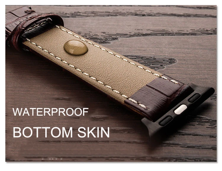 40mm 44mm Band For Apple Watch 5 4 3 iwatch 1 2 38 42mm Bracelet Straps Genuine Leather Double press butterfly clasp Wristband