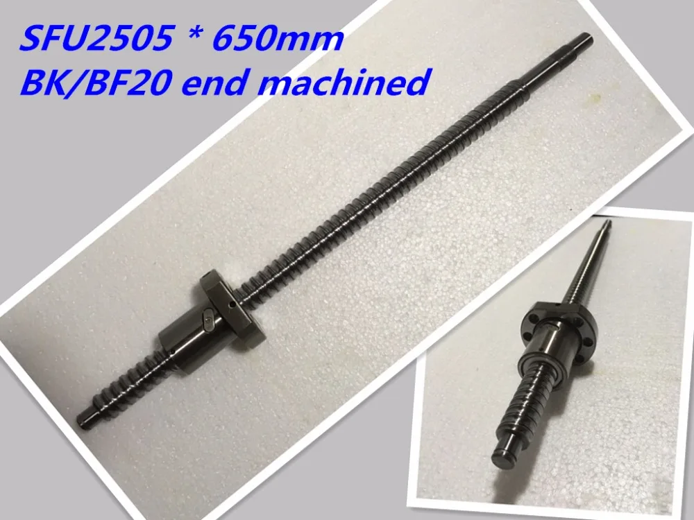 1pc 25mm Ball Screw Rolled C7 ballscrew 2505 SFU2505 650mm BK20 BF20 end processing 1pc SFU2505