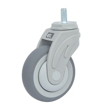 

2PCS EDL 4 Inch Medical Casters Wheels 135Kg TPR Wheels Castors Full Plastic Thread Screw Swivel Casters Wheels for medical beds