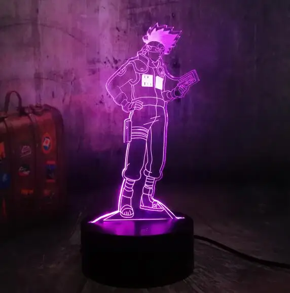 Naruto Anime Hatake Kakashi Uzumaki 3D LED Night Light USB Table Sleep Lamp Home Decor Child Boy Kid Toys Holiday Christmas Gift - Emitting Color: Kakashi 2