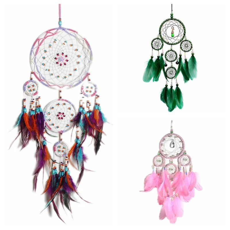 

Fashion Design Wind Chimes Dream Catcher Handmade With Feather Wall Hanging Decor Room Craft Dreamcatcher Ornament