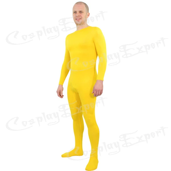 DHL, сексуальный комбинезон, однотонный, спандекс, комбинезон из лайкры для мужчин, Zentai, боди, без капюшона и рук, на молнии, LS0925 - Цвет: Yellow