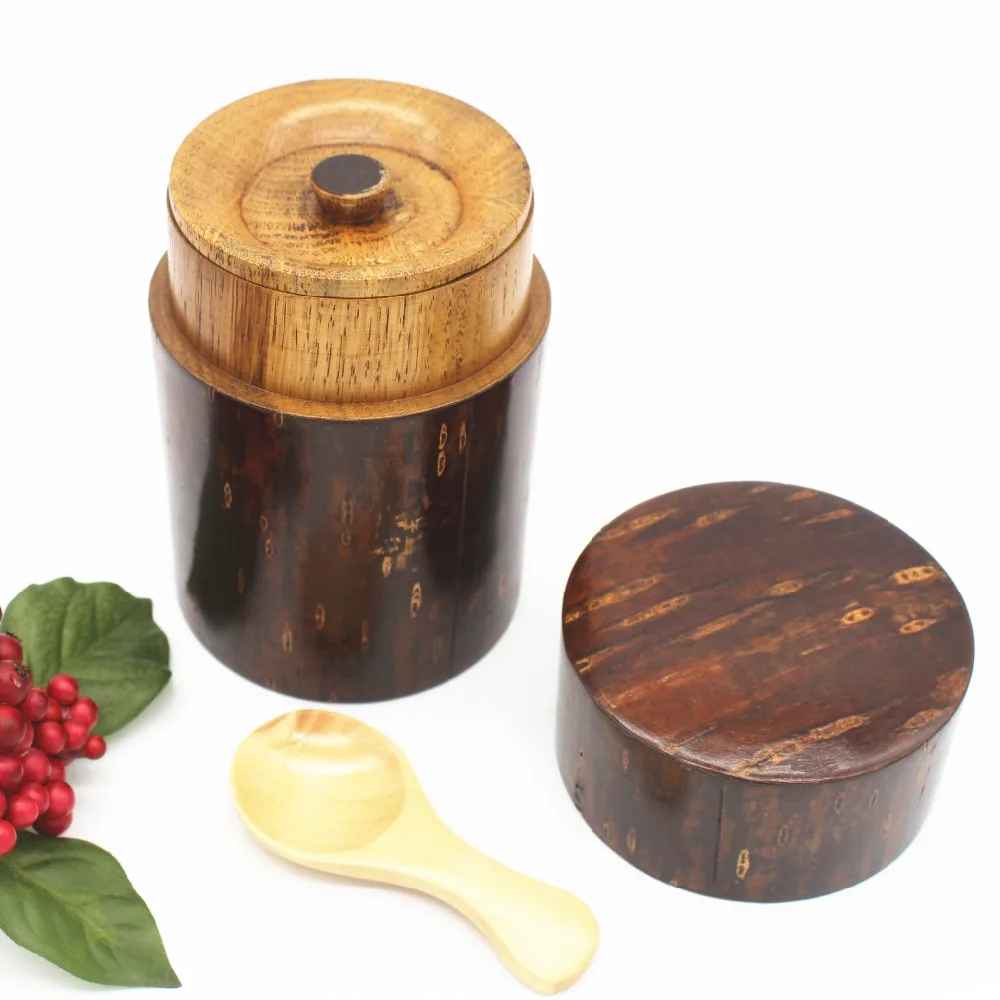 

Chinese Handmade Wood Tea Present Tea Spoon jujube wood Eco-friendly Wooden Tea Canister Vintage Tea Jar
