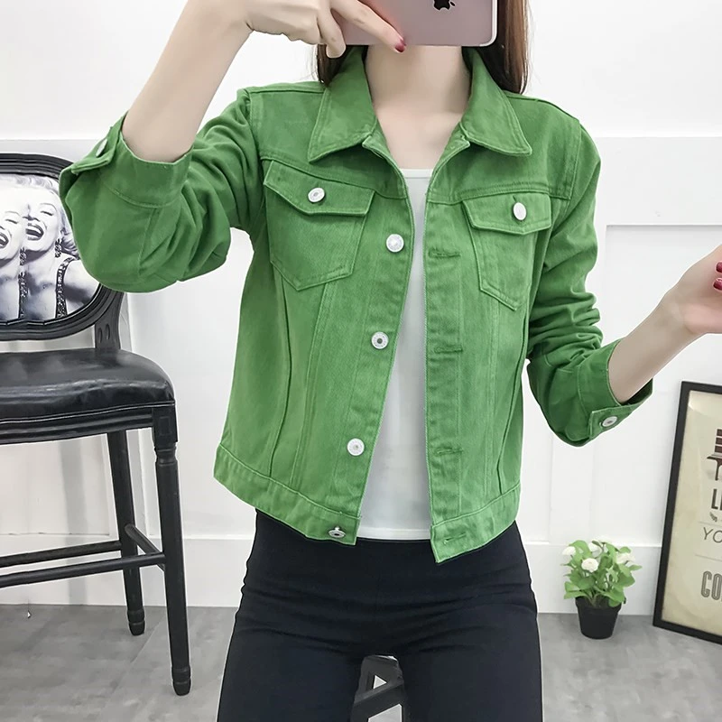 Green color denim jacket Clearance
