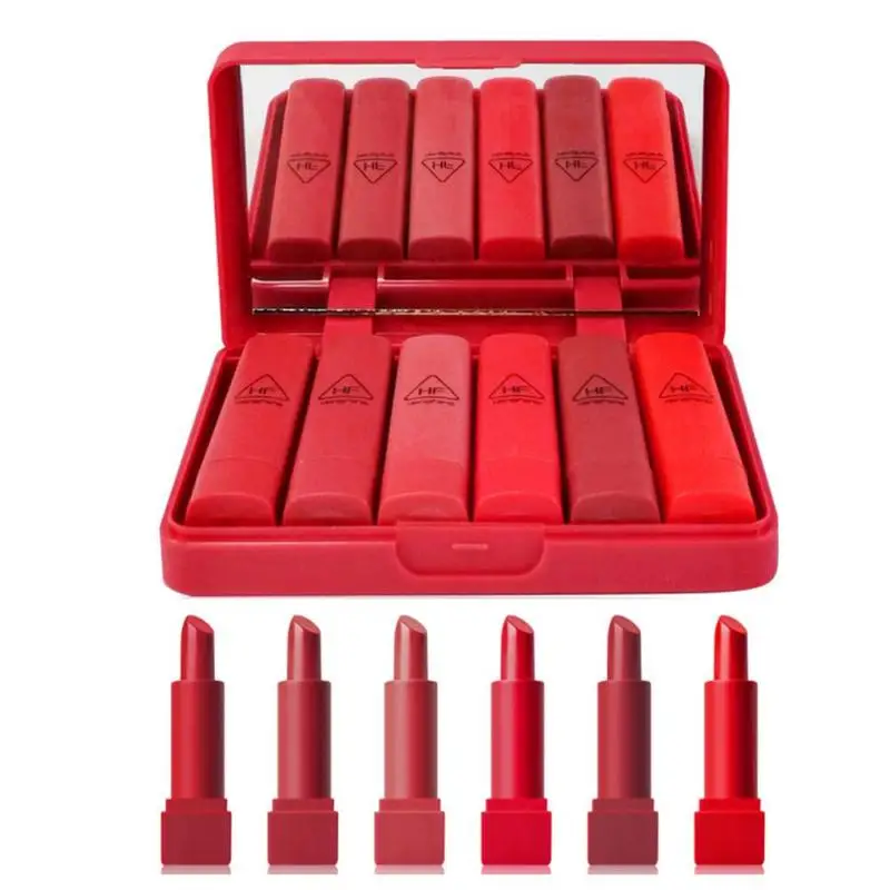 

Red Lipstick Matte Red Series 6 Pcs Set Long-lasting Matte Water-proof Pumpkin Color Multi-color Optional Velvet Lipstick