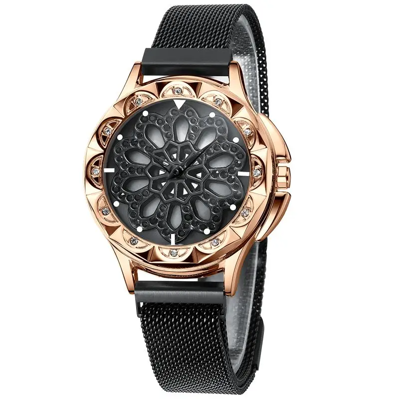 

CIVO 2019 Luxury Womens Watch Waterproof Ladies Rotation Dress Watches Mesh Strap Analogue Rhinestone Quartz Clock Montre Femme