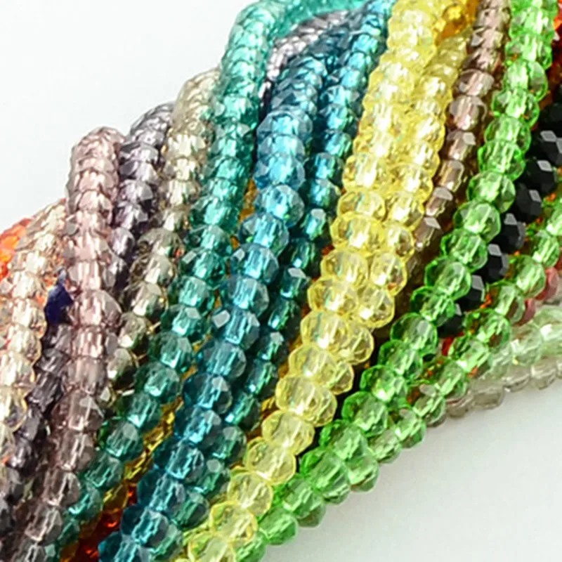 Биконусные бусины разноцветные прозрачные граненые стеклянные из хрусталя 4 х3