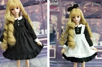 3pcs/set Cute maid outfits Long short Sleeve Dress Bowknot Hairband for blyth OB24, Azone 1/6 Dolls Accessories 7