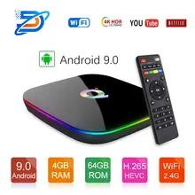 Q+ tv Box Android 9,0 четырехъядерный cortex-A53 wifi 4K 4 GB/32 GB 4 GB/64 GB H.264 MVC до 1080P 60fps PK T95Q Youtube DDR3