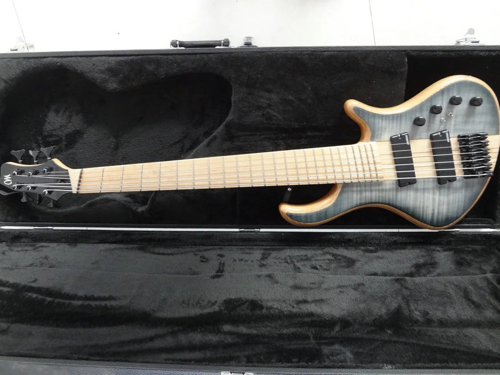 Mayones custom bass guitar 6 string mayones fanned frets electric bass guitar Maple fingerboard neck through body