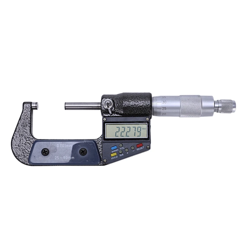 

25-50Mm Digital Micrometer 0.001Mm Electronic Micrometer Caliper Gauge Chrome Plated Outer Diameter Micrometer