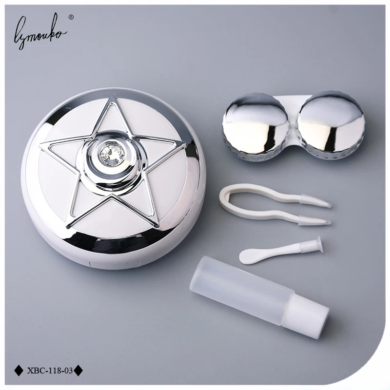 Lymouko популярный пентаграмма круглый горный хрусталь с зеркальным контактным объективом чехол для набор держателя для женщин глаз уход за контактными линзами коробка