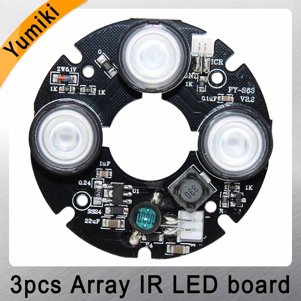 Yumiki 3pcs array IR led Spot Light Infrared 3x IR LED board for CCTV ...