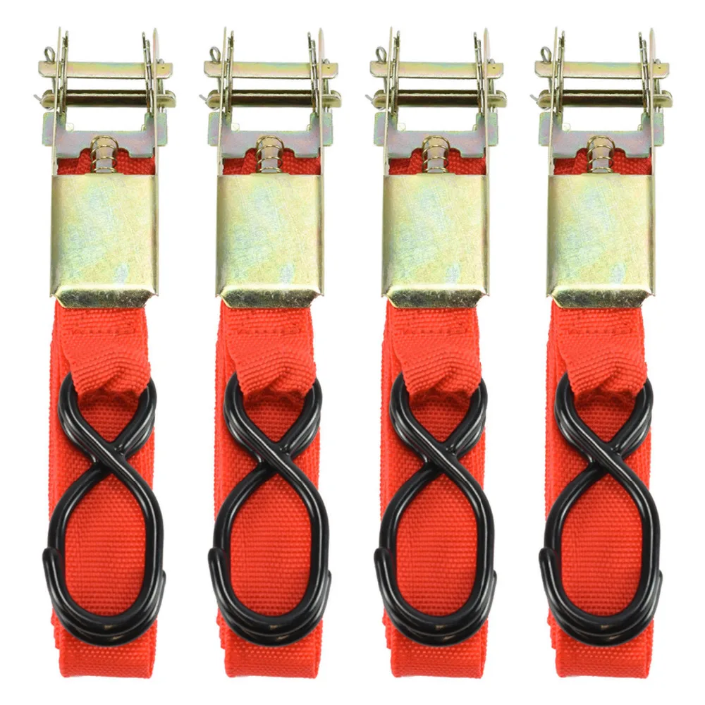 4Pcs 15ft Ratchet Tie Down Set Motorcycle Truck Cargo Security Fastening Straps 