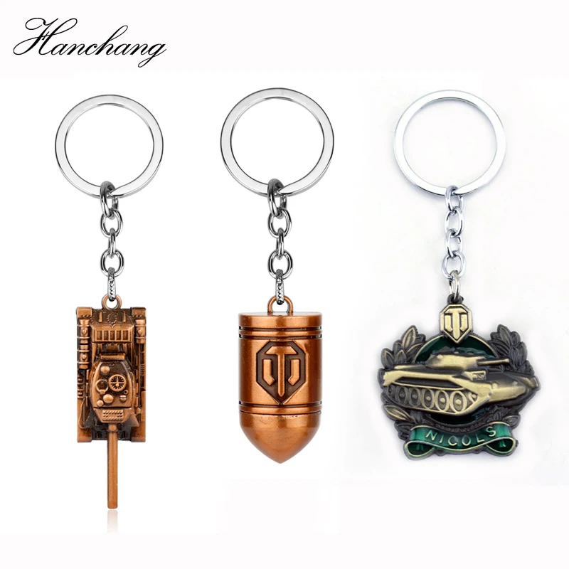 

HANCHANG Fashion Game Jewelry World Of Tanks WOT Pendent Keychain Tank Badge Accessories Keyring For Men Car Key Christmas Gift