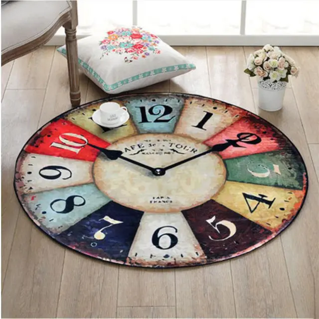 2018 Creative Soft Large Clock Design Round Carpets For Living Room