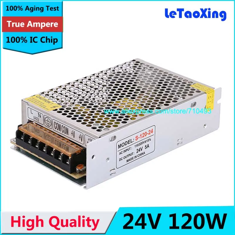 Одиночный выход импульсный источник питания 24 V 5A 120 W Трансформатор 110 V 220 V AC к DC 24 V SMPS для светодиодной ленты светового дисплея