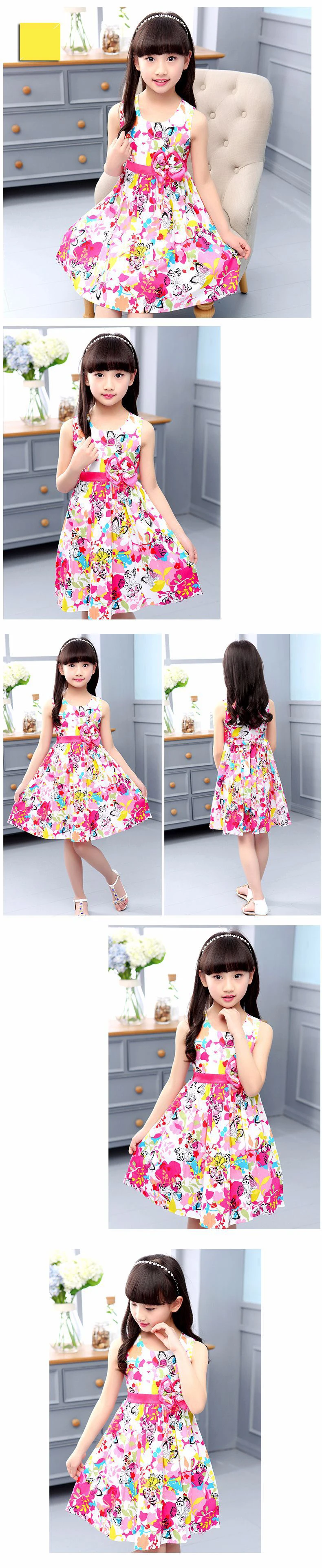 Children's Dress Girls Baby Summer Bohemian style Toddler Girls Sleeveless printed Dresses princess Holiday dress for 5-14Y kids clothing (12)