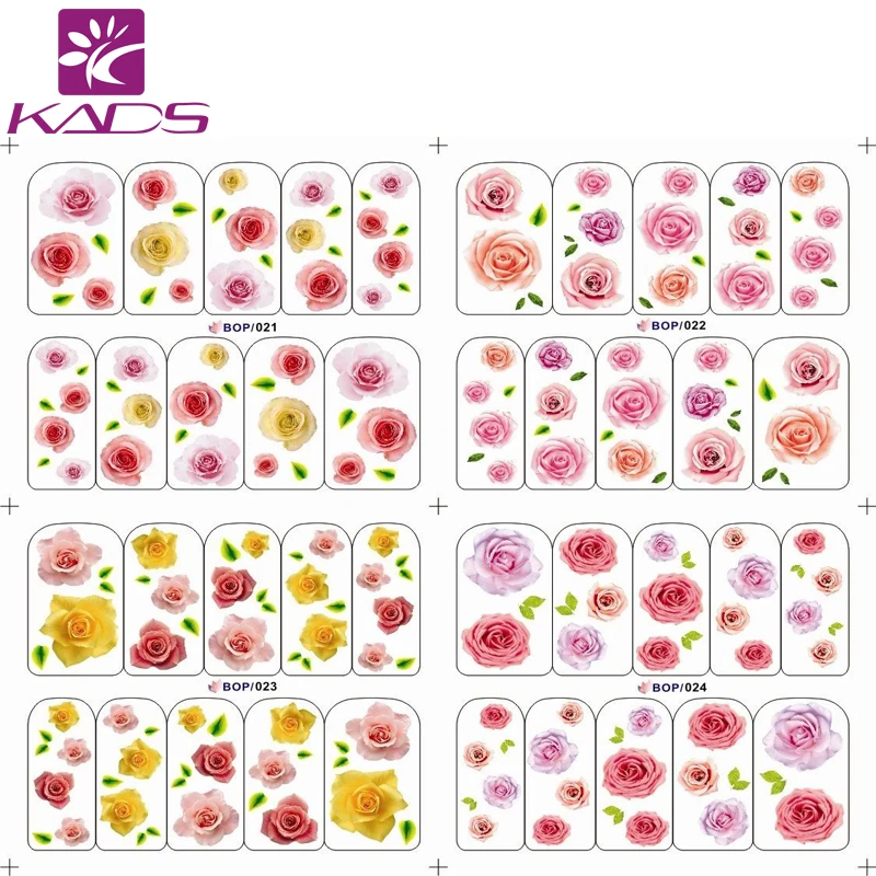 BOP021-024/Set Water decal Nail Sticker Rose flower design nail sticker For decals tool water for designs nails stickers | Красота и