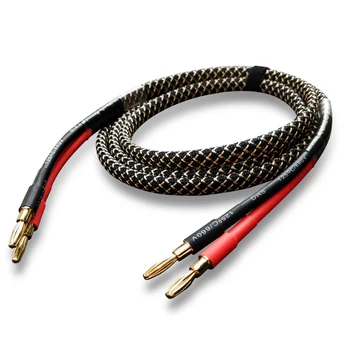 

FIHI-B1 DIY HiFi Speaker Audio Cable Banana Plug Cable Golden Plated Audiophile Oxygen free copper Amplifier Speakon Wire Cables