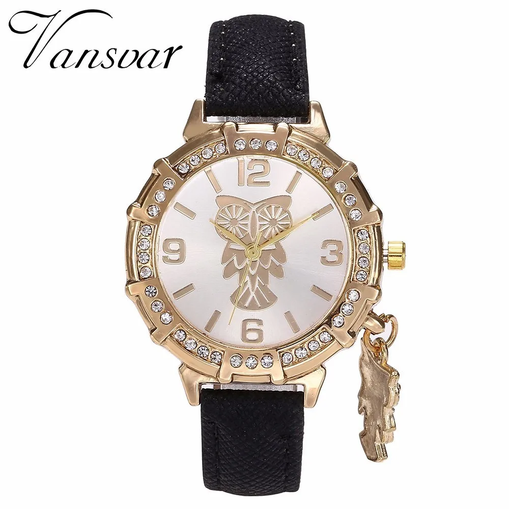 

Dropshipping Women Rhinestone Owl Pendant Watch Casual Ladies Fashion Quartz Wristwatches Female Clock Relogio Feminino Hot
