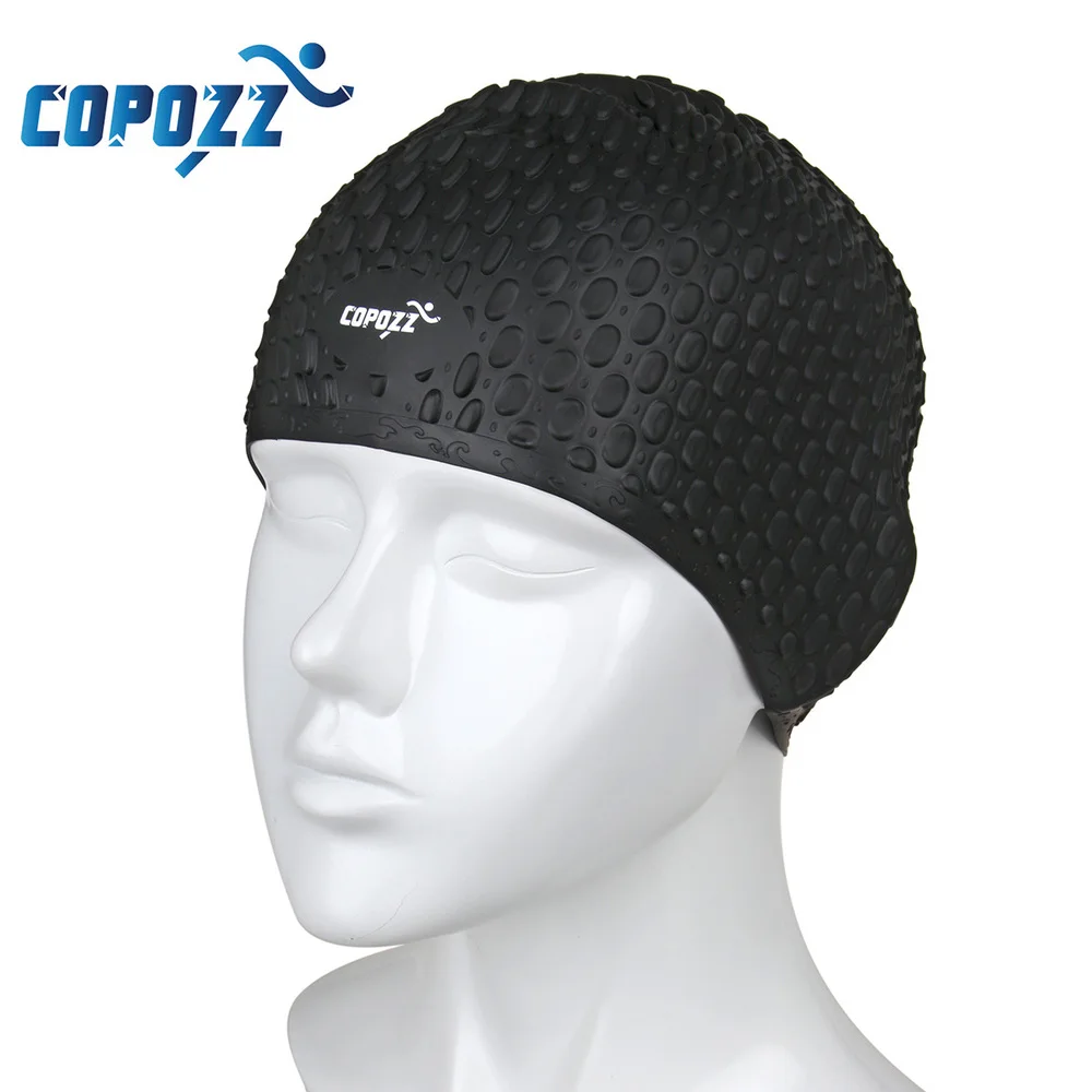 

COPOZZ New Brand Flexible Waterproof Silicon Swimming Cap Unisex Adult Waterdrop Swimming Hat for the pool