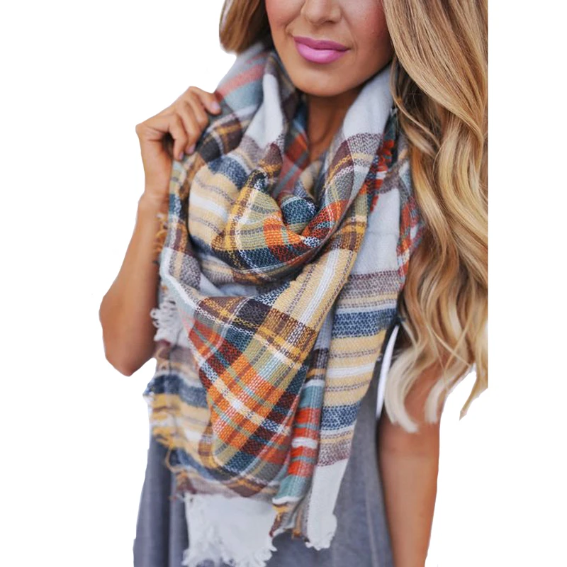 Fashion Plaid Girls Scarf Cashmere Pashmina Designer Blanket font b Tartan b font Brand Shawl Thicken