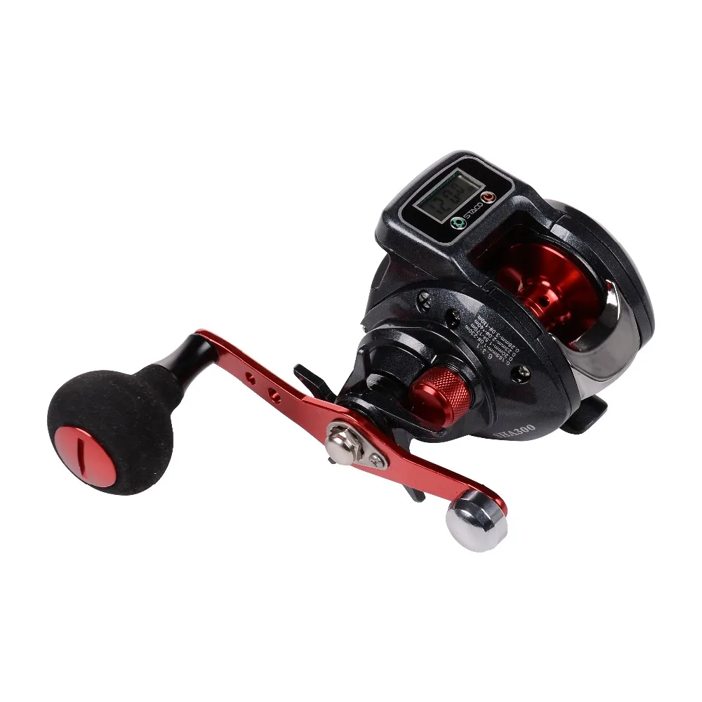 Baitcasting الصيد بكرة مع خط مكافحة 16 + 1 المحامل Baitcaster بكرة مع شاشة ديجيتال الصيد
