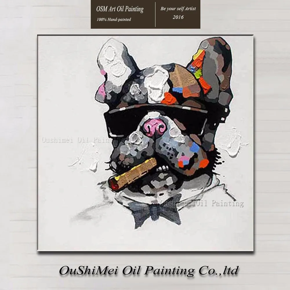 Professional Artist Handmade Modern Picture Smoking Bull Dog Oil Painting On Canvas Funny Bulldog Oil Picture For Wall Decor In Painting Calligraphy From Home Garden On Aliexpress Com Alibaba Group