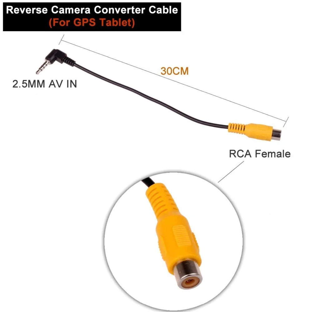 

RCA to AUX 2.5mm AV IN Adapter Cable for Car Rear View Parking Camera TO GPS Tablet Phone