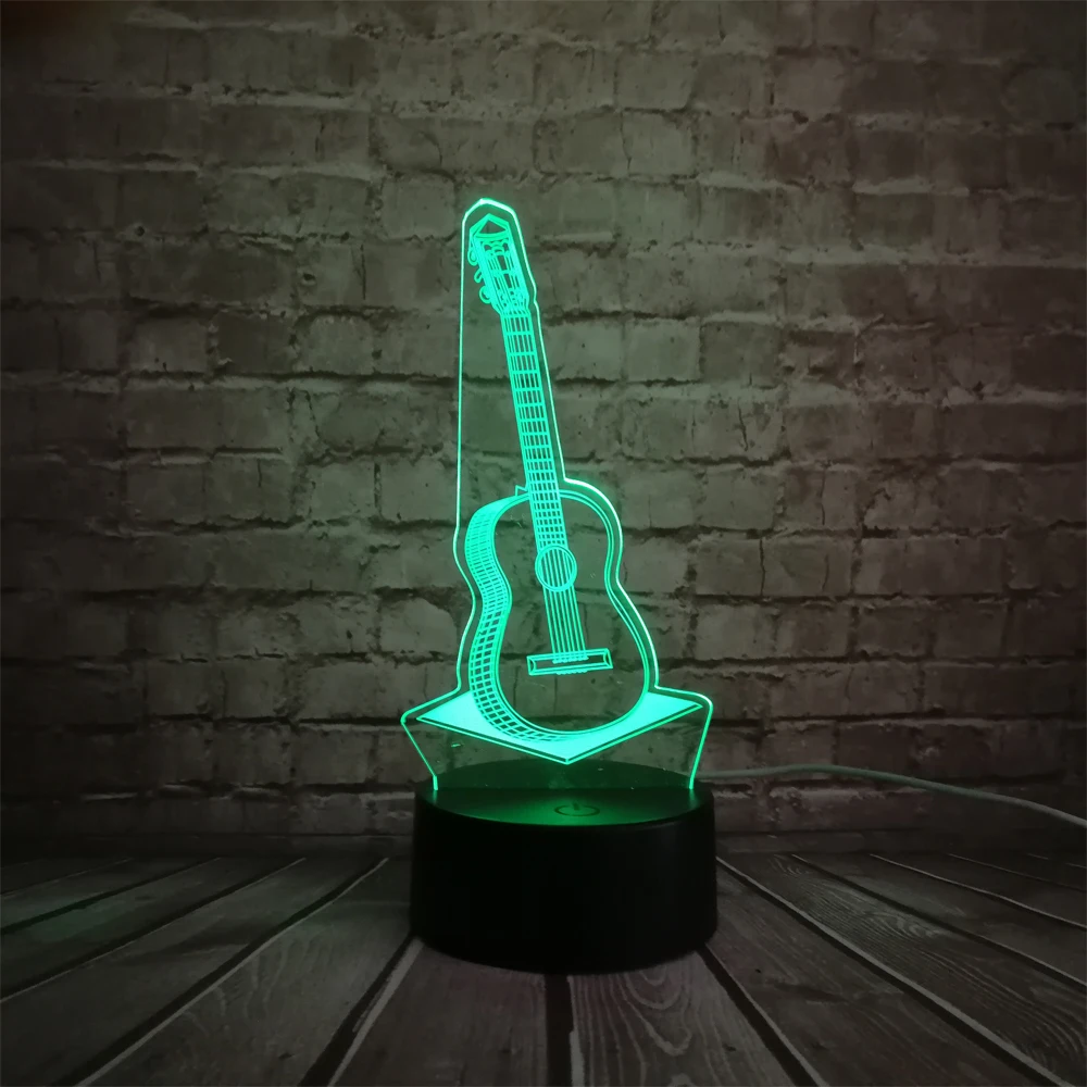 

3D Acrylic POP Music Guitar 7Color USB Charge Musical Instruments Lava LED Room Decor Table Mood Night Light Children's Day Gift