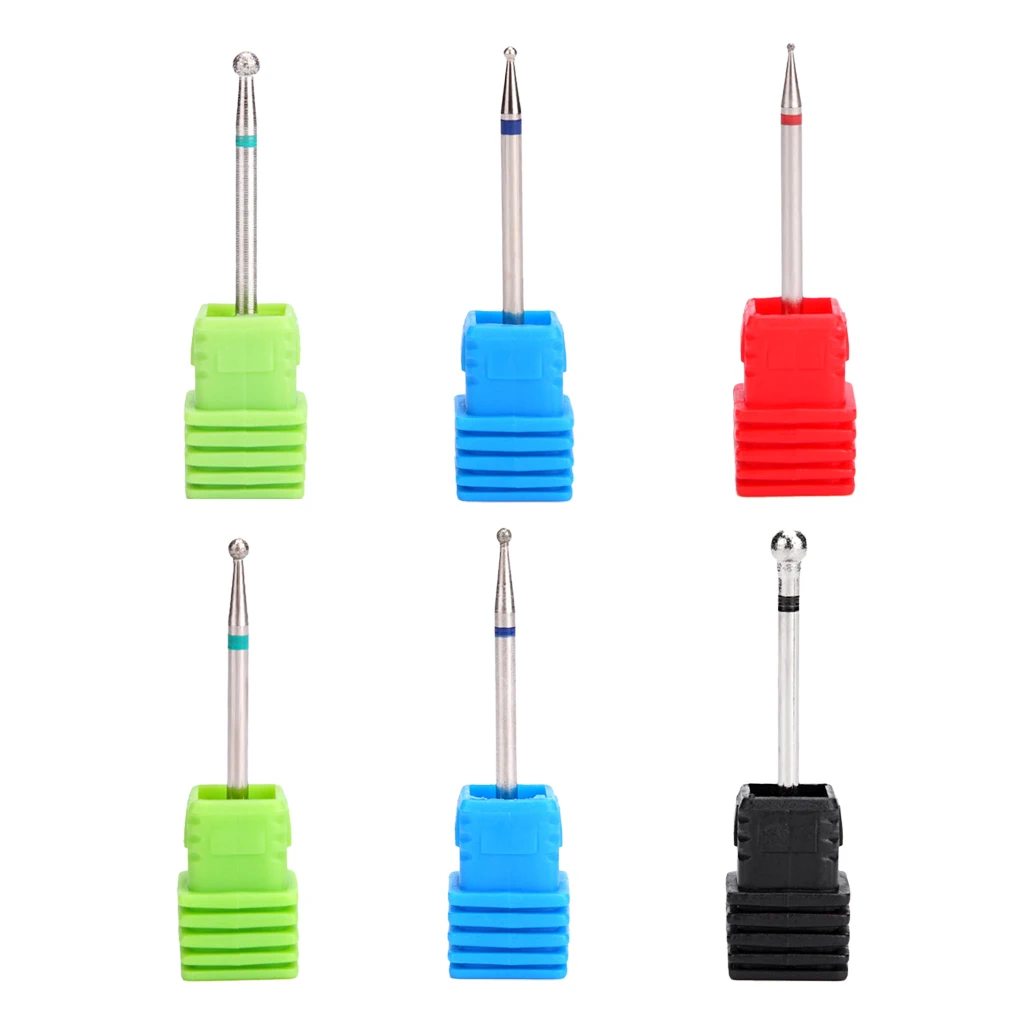 2.35mm Ball Head Nail Drill Bit Polishing Barrel Head Nail Files Bits For Nail Art Manicure Machine Accessories 6Pcs