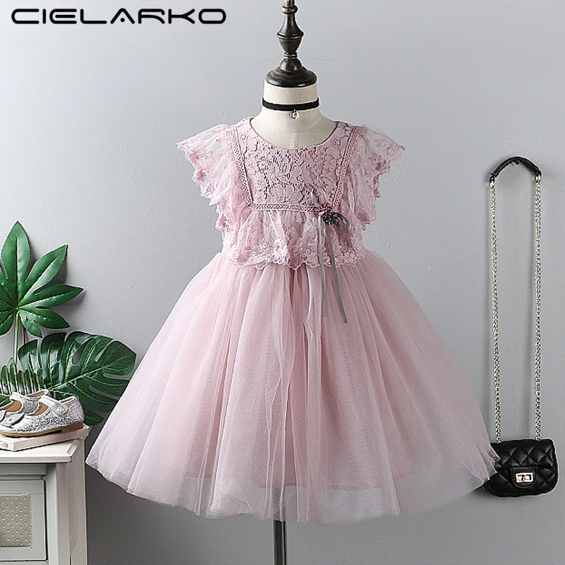 

Cielarko Dress for Girl Lace Flower Summer Princess Dresses Elegant Kids Wedding Party Frocks Cute Children Clothing 3-7 Years