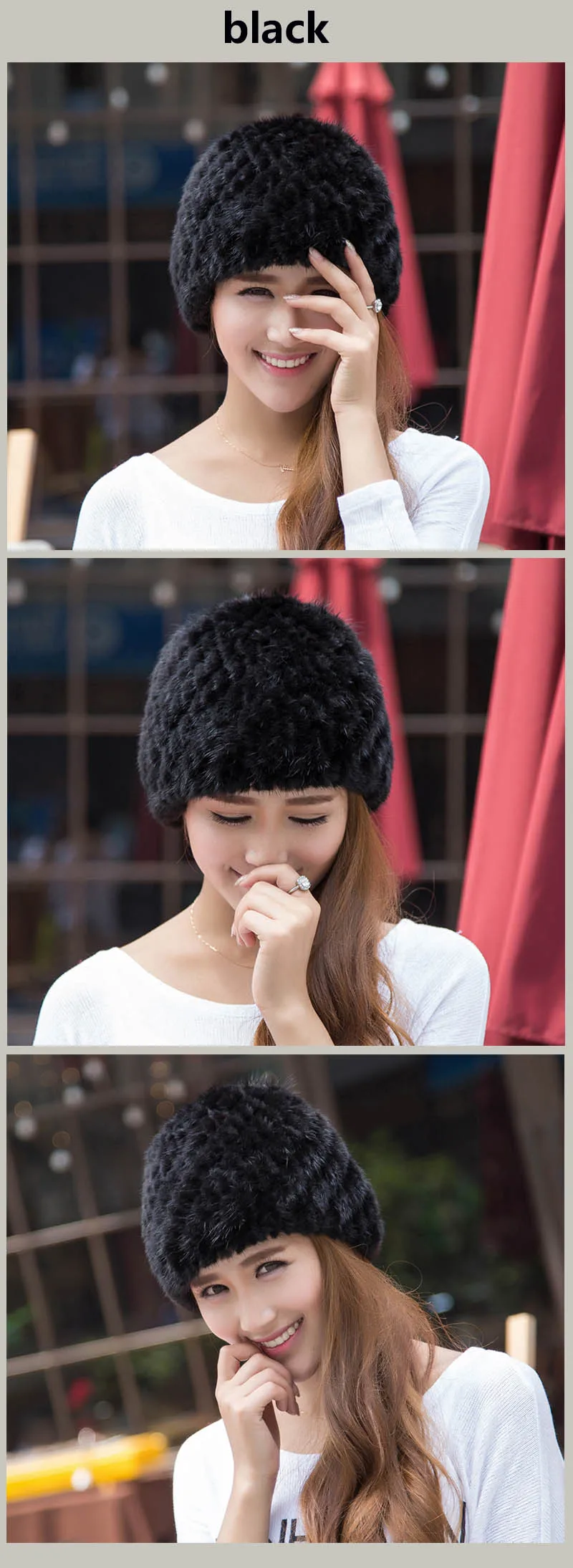 mink hat black colors