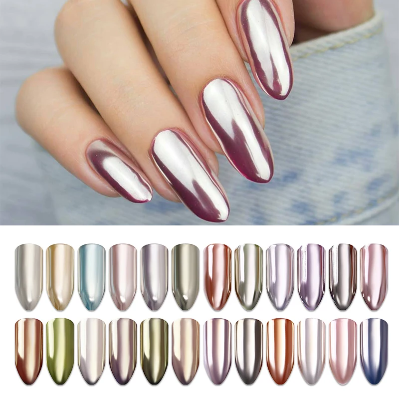 

BORN PRETTY Mirror Nail Powder Set Mutilple Colors Shimmer Chrome Pigment Manicure Glitter Dust Nail Art Decoration Accessory