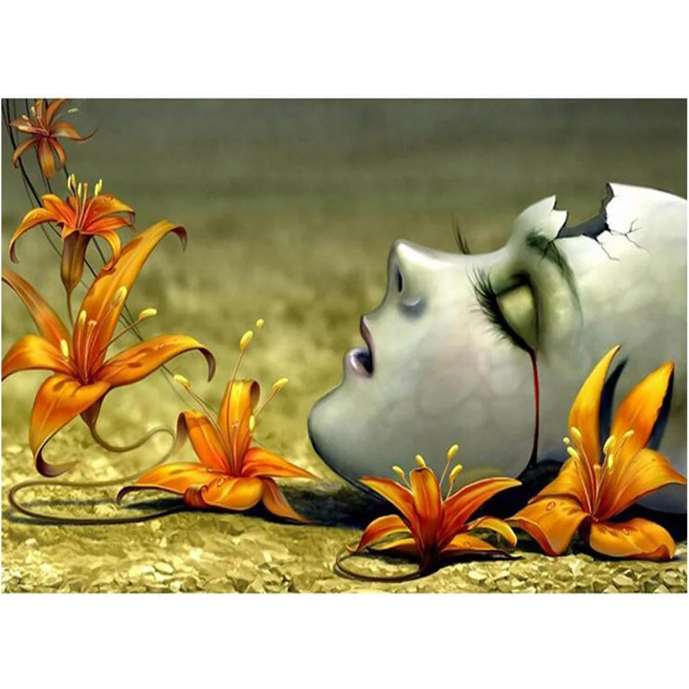

DIY 5d Diamond mosaic Flowers and masks Diamond embroidery with sequins Square Diamond pattern mosaic landscapes H1131