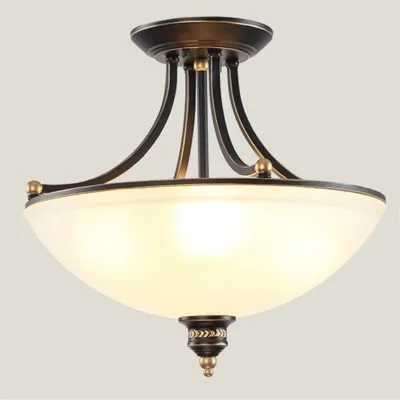 

Simple European Style Country Ceiling Lamps American Retro Plafond Light Restauratn Study Iron Antique Glass Semi Ceiling Lights