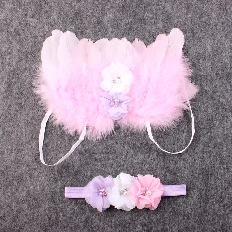

5pcs Baby Girl Christmas Headband Lace Headband Angel Feather Wings Baby Photo Props
