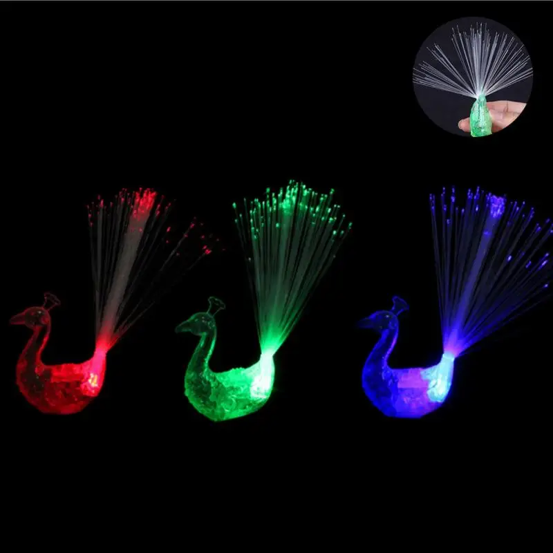 Светящаяся лампа в виде павлина на палец Цвет Фул светодиодный светильник вверх/вниз кольца гаджеты для вечеринки Интеллектуальная Детская игрушка для вечерние подарок случайного цвета