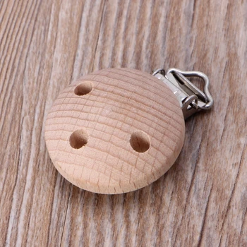 

5PCS 35mm Dummy Clip Beech Wood Pacifier Clip Nipple Holder DIY Pacifier Clips Chain JUL5-A