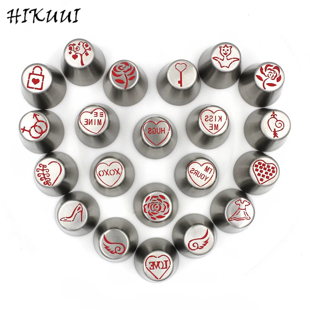 

HIKUUI 21Pcs New Edition Nozzles Cake Decoration Tools for Valentine's Day Gift Cake Stamps Icing Piping Nozzle Kitchen Bakeware