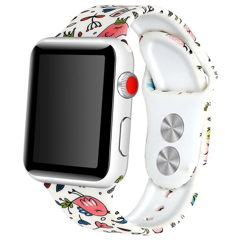 Спортивный ремешок для apple watch 42 мм 38 iwatch 5/4/3/2/1 с принтом силиконовый часов 4 5 44 40