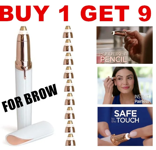 

USB Rechargeable Eyebrows Hair Remover With 9 Heads Brows Legs Facial Hair Removal Epilator Lipstick Depilacion Depilador