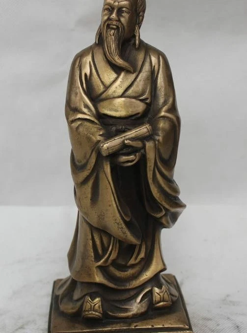 

8"Chinese Folk Brass famous Taoism ideologist philosopher village Statue