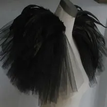 Ручной работы Собравшиеся Люкс тюль плеча эполет с пером# FSP16001L