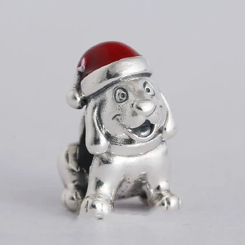 Red Enamel Hat Dog Charm Beads 