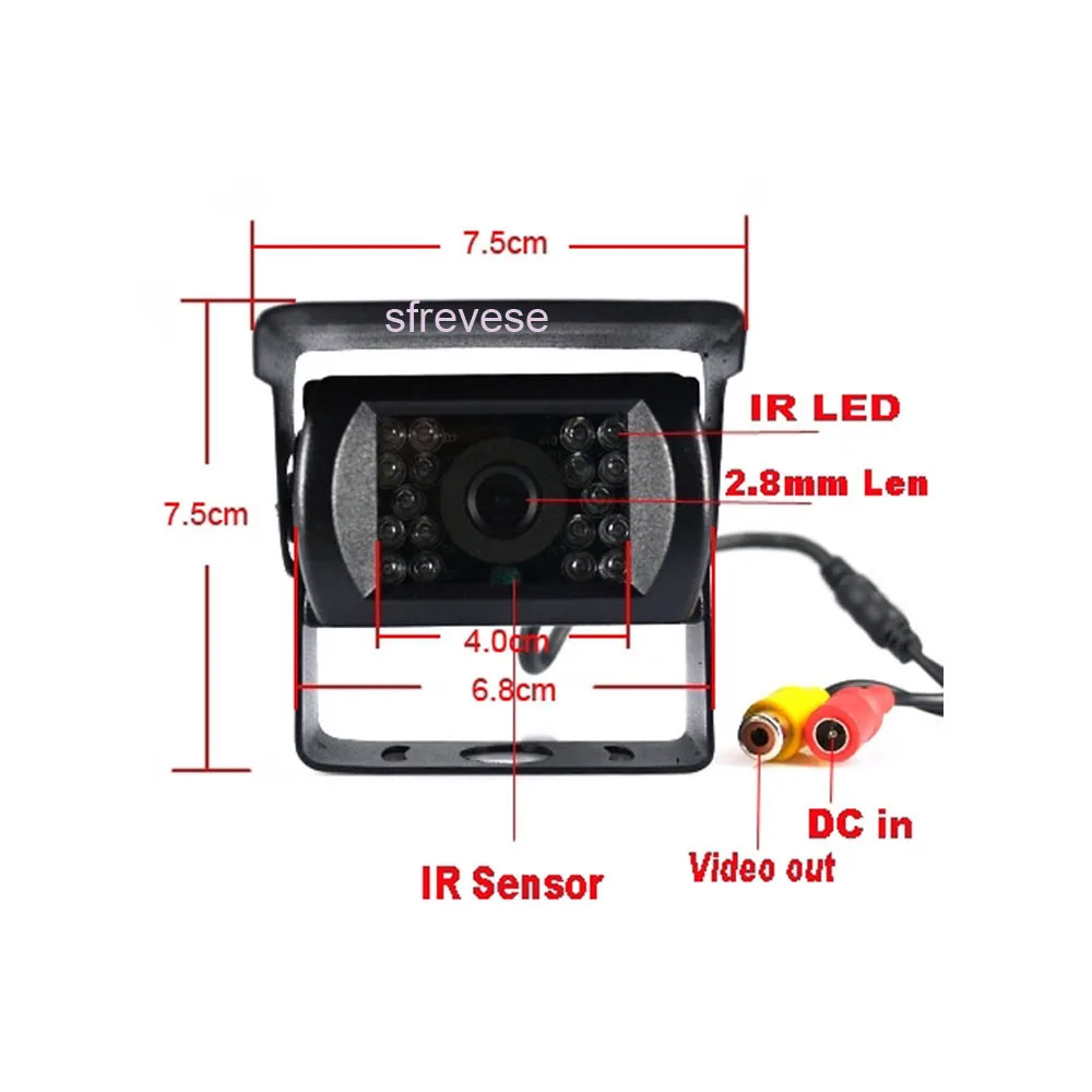 4," Автомобильный ЖК-монитор+ Водонепроницаемый 18 светодиодный ИК ночного видения обратная парковочная резервная камера заднего вида Комплект 10 м кабель 12 V-24 V