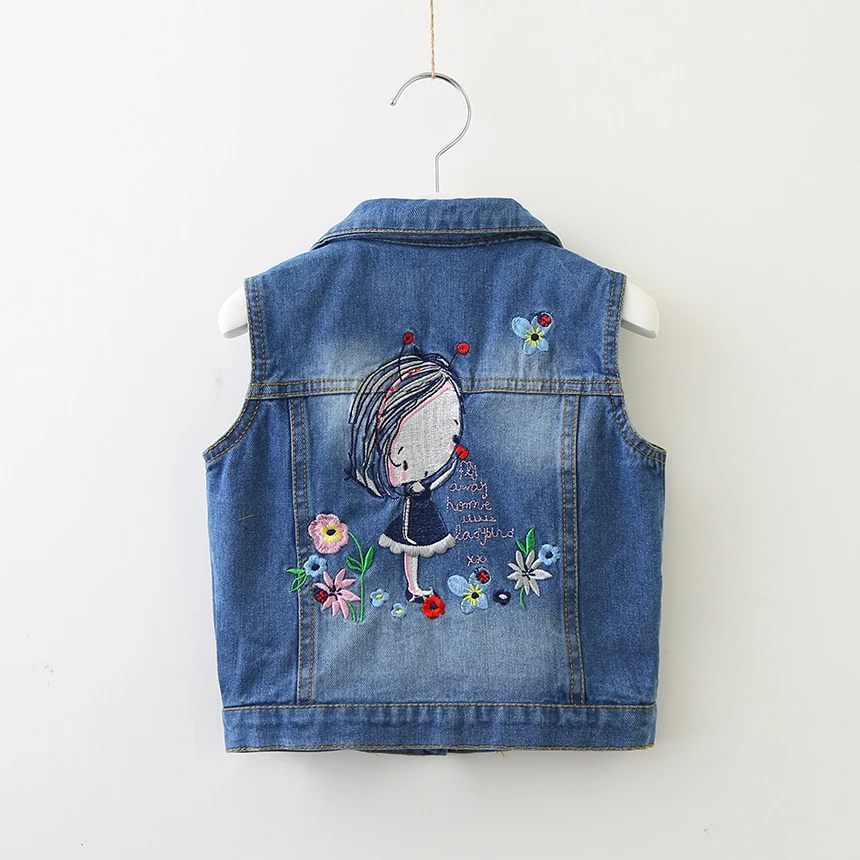 Girls Denim Vests Spring Autumn Baby Children Outwear Coat Kids Jeans