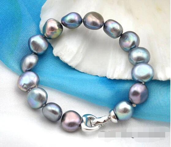 

8" 12x13mm baroque gray freshwater pearl bracelet @^Noble style Natural Fine jewe SHIPPING 6.2 6.02